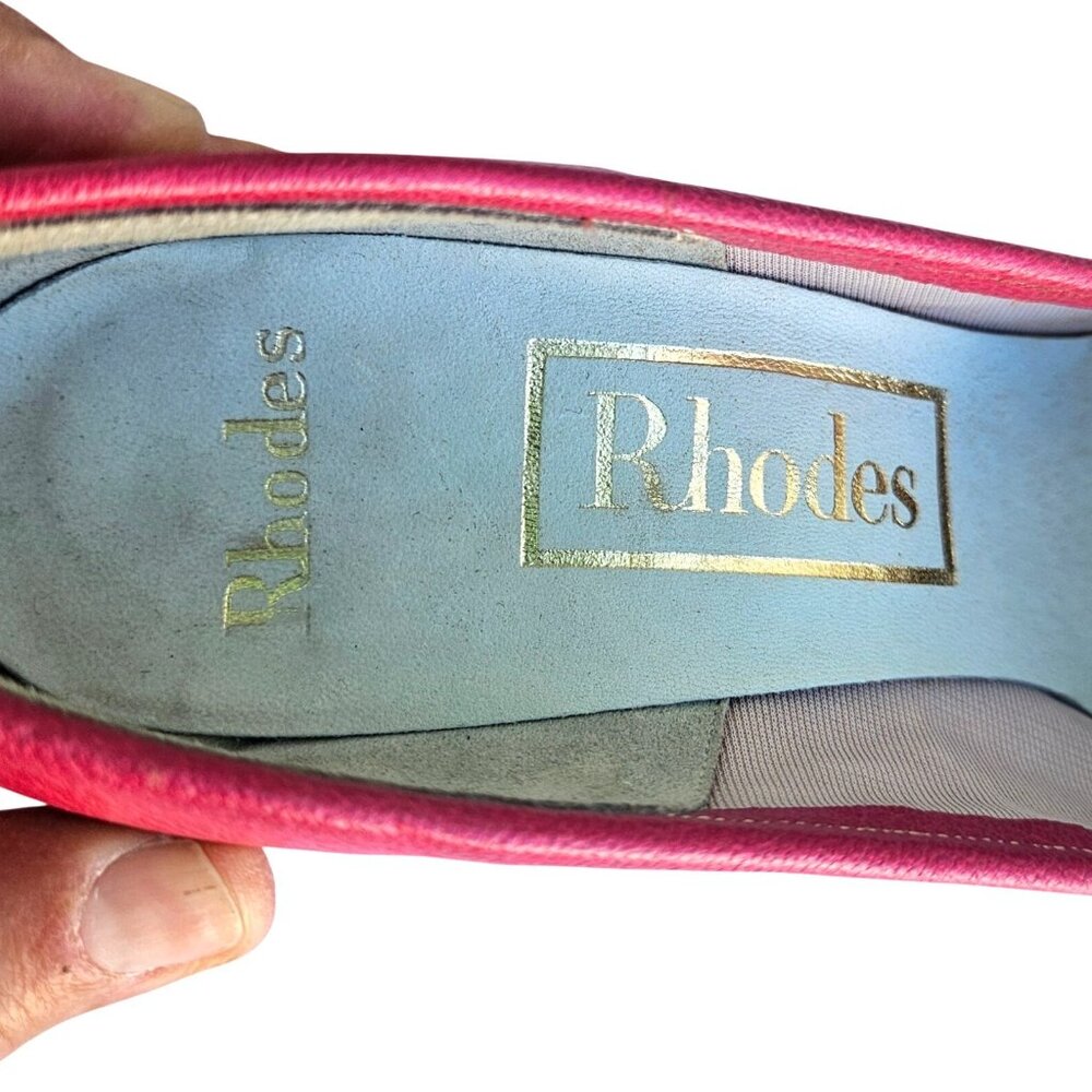 Vintage 50s Pink Leather Kitten Heel Pumps Sz 5B Rhodes Mr. Neal - Picture 16 of 16